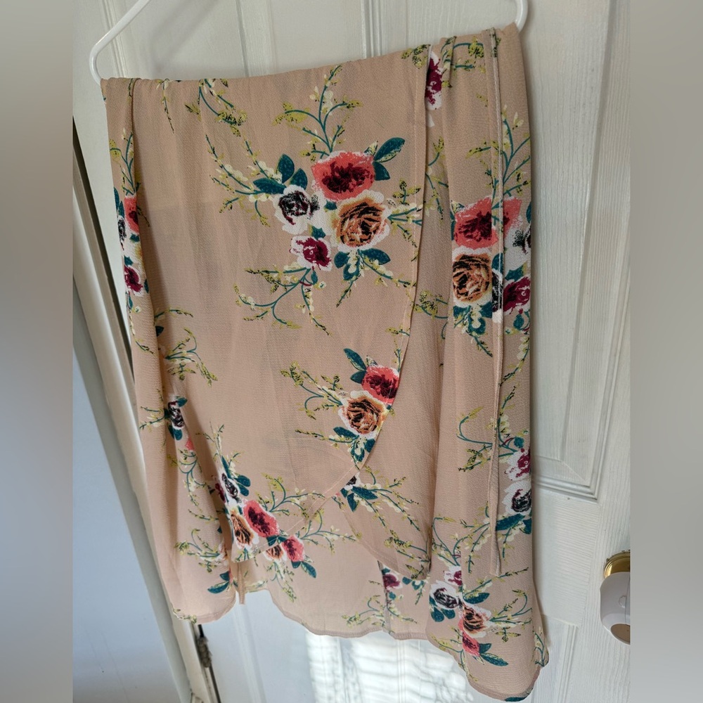 Floral Beige Wrap Skirt
